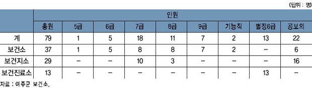 보건소 근무인력 현황 이미지